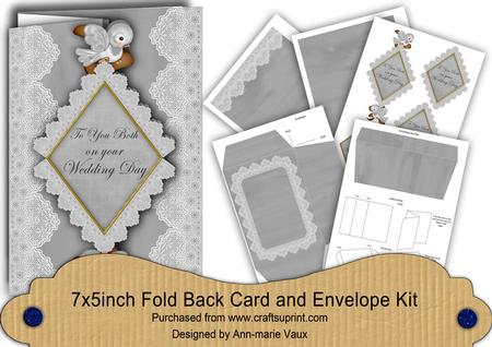 Silver Birds Wedding Fold Back Lace Card and Envelope Kit