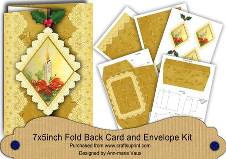 Single Gold Candle Fold Back Lace Card and Envelope Kit