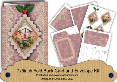 Dpink Lantern Fold Back Lace Card and Envelope Kit