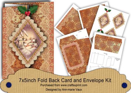 Snowy Village Fold Back Lace Card and Envelope Kit