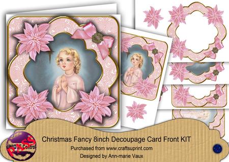 Preying Angel Pink Christmas Fancy 8in Decoupage Cf Kit