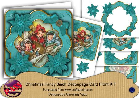 Carol Singers Teal Christmas Fancy 8in Decoupage Cf Kit