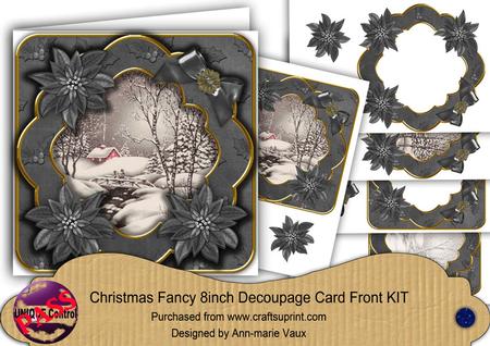 Winter Walk Black Christmas Fancy 8in Decoupage Cf Kit