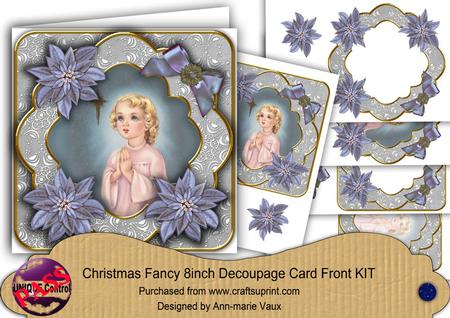 Preying Angel Blue Christmas Fancy 8in Decoupage Cf Kit