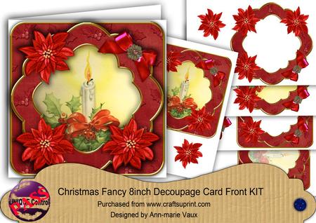 Single Candle Red Christmas Fancy 8in Decoupage Cf Kit