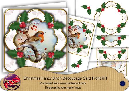 Robin Embossed Holly Fancy Picture 8in Decoupage Cf Kit