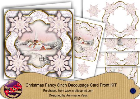 Pink Church Snowflake Fancy Picture 8in Decoupage Cf Kit