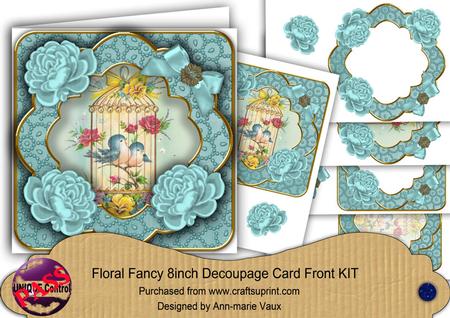 Blue Lovebirds Fancy Picture 8in Decoupage Cf Kit