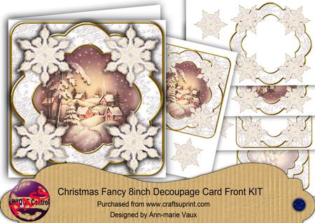 Snowy Village Snowflake Fancy Picture 8in Decoupage Cf Kit