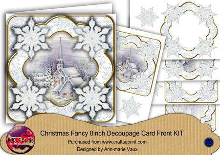 Blue Church Snowflake Fancy Picture 8in Decoupage Cf Kit