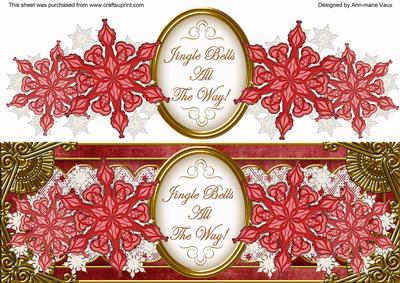 Red Snowflake Jingle All the Way! Large Dl Decoupage Topper