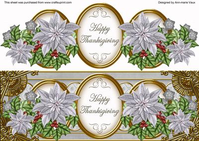 Silver Poinsettia Happy Thanksgiving Large Dl Topper