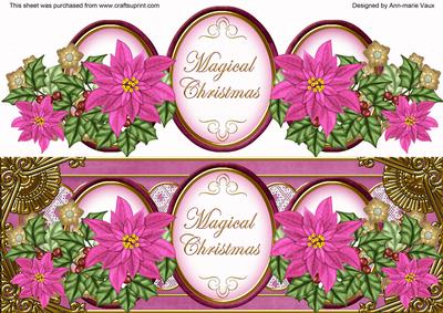 Cerise Poinsettia Magical Christmas Large Dl Topper