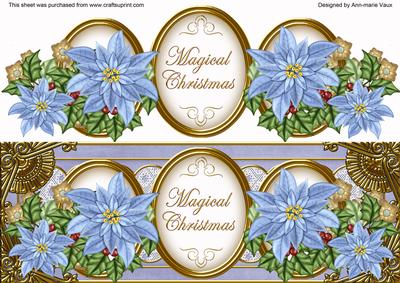 Pale Blue Poinsettia Magical Christmas Large Dl Topper