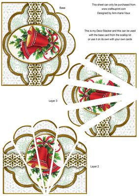 Christmas Bells Green Flake Anglaise Deco Stacker