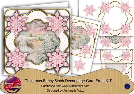 Pink Snowscene2 Snowflake Fancy Picture 8in Decoupage Kit
