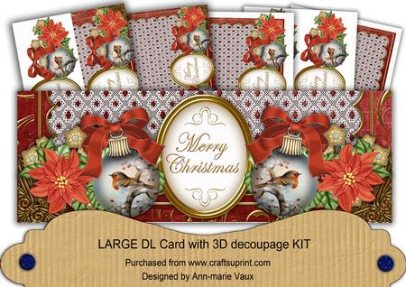 Red Robin1 Merry Christmas Large Dl Card Kit