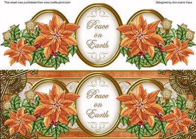 Borange Poinsettia Peace on Earth Large Dl Decoupage Topper