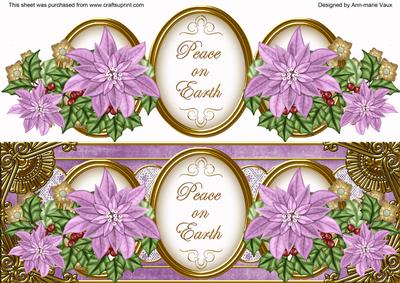 Lilac Poinsettia Peace on Earth Large Dl Decoupage Topper