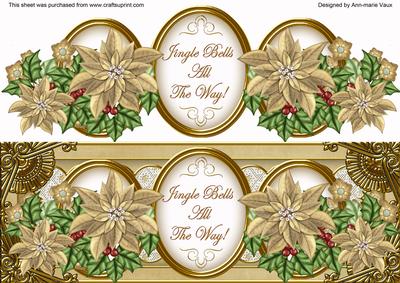 Gold Poinsettia Jingle All the Way! Large Dl Topper