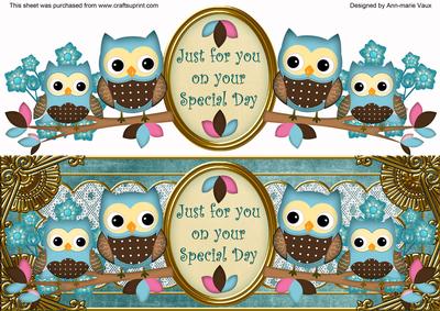 Blue Owls Special Day Large Dl Topper