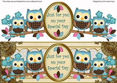 Blue Owls Cream Special Day Large Dl Topper