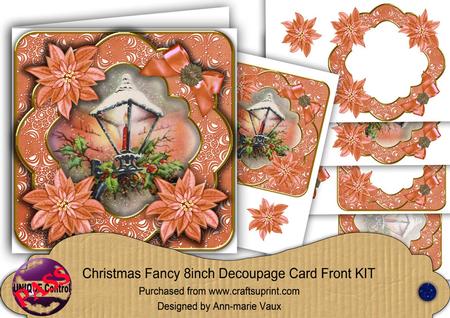 Christmas Lantern Borange Fancy Picture 8in Decoupage Cf Kit