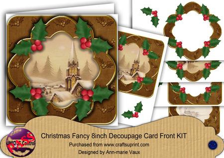 Snow Steeple Holly Fancy Picture 8in Decoupage Cf Kit