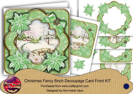 Pretty Snowscene Green Fancy Picture 8in Decoupage Cf Kit