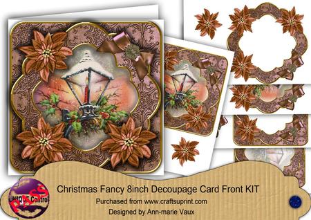 Bronze Christmas Lantern Fancy Picture 8in Decoupage Cf Kit