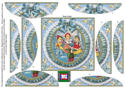 Blue Carol Singers Ruffle 5in Round Spiral Edge Stacker