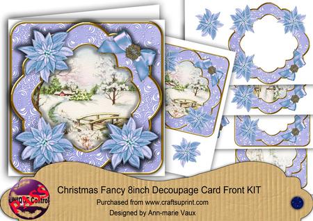 Pretty Blue Snowscene Fancy Picture 8in Decoupage Cf Kit