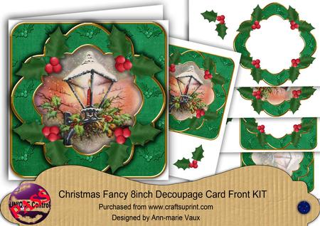Christmas Holly Lantern Fancy Picture 8in Decoupage Cf Kit