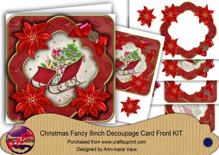 Christmas Sleigh Red Fancy Picture 8in Decoupage Cf Kit