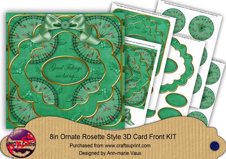 Dgreen Holly Good Tidings We Bring 3D Rosette 8in Cf Kit