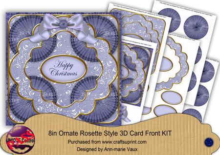 Blue Snowflake Happy Christmas 3D Rosette 8in Cf Kit