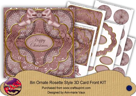 Dusky Pink Snowflake Happy Christmas 3D Rosette 8in Cf Kit