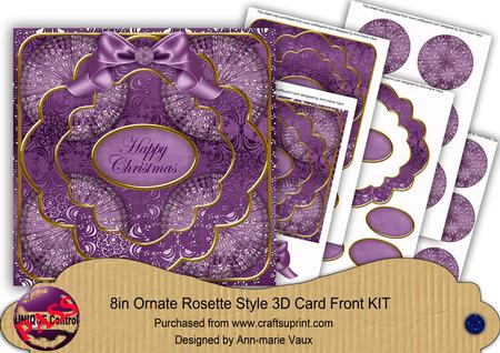 Deep Purple Snowflake Happy Christmas 3D Rosette 8in Cf Kit