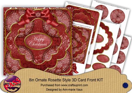 Dark Red Snowflake Happy Christmas 3D Rosette 8in Cf Kit