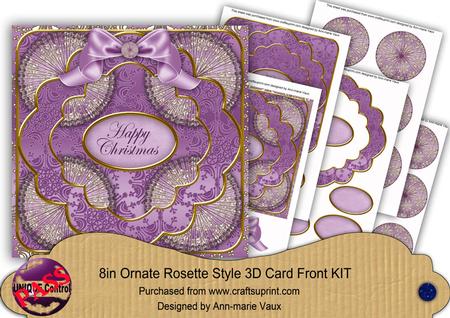 Lilac Snowflake Happy Christmas 3D Rosette 8in Cf Kit