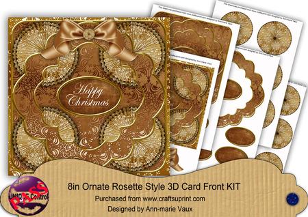 Vinatge Tea Snowflake Happy Christmas 3D Rosette 8in Cf Kit