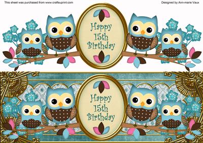 Blue Owls 15th Birthday Large Dl Decoupage Step by Step