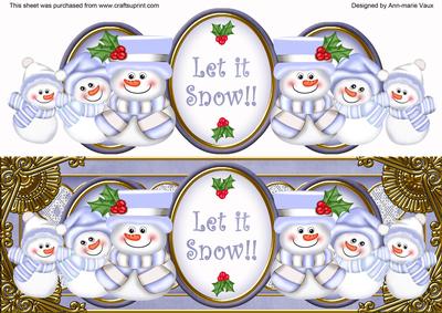 Blue Snowman Let It Snow! Large Dl Decoupage Topper