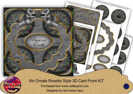 Black Holly Peace on Earth 3D Rosette 8in Card Front Kit