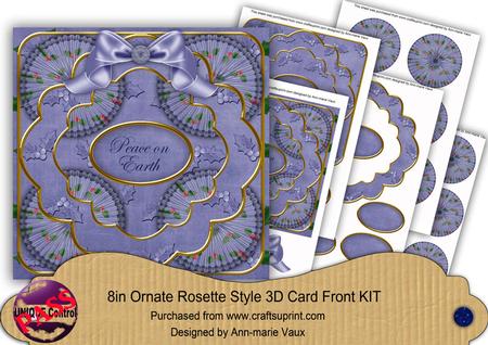 Dblue Holly Peace on Earth 3D Rosette 8in Card Front Kit