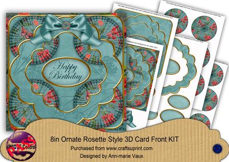 Dteal Sweetpea Happy Birthday 3D Rosette 8in Card Front Kit