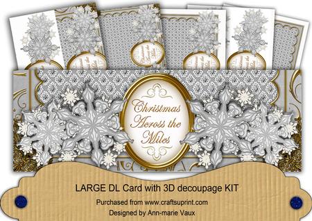 Silver Snowflakes Across the Miles Large Dl Card Kit
