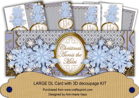 Blue Snowflakes Across the Miles Large Dl Card Kit