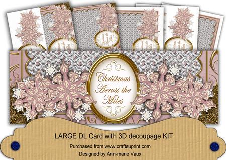 Dpink Snowflakes Across the Miles Large Dl Card Kit