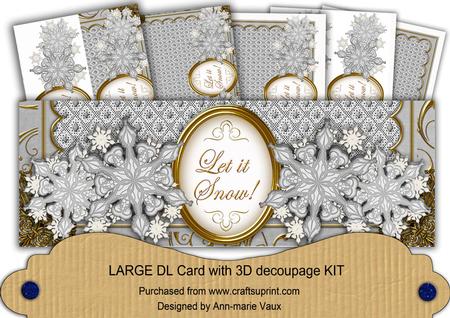 Silver Snowflakes Let It Snow! Large Dl Card Kit
